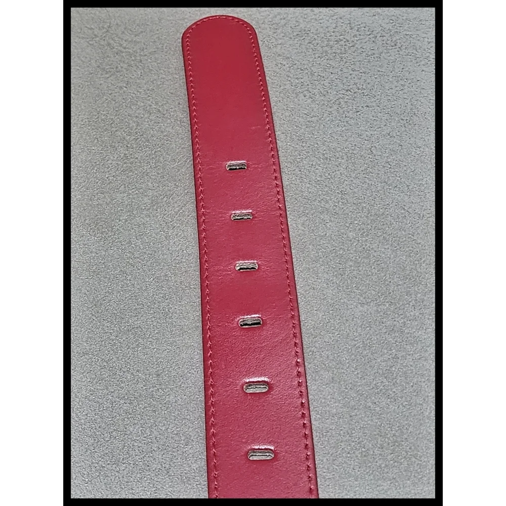 Express Genuine Leather Belt Made In Italy Metal D Buckle Rasberry Red Small